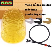 Mặt dây chuyền tượng rồng pha lê vàng ( size lớn - XXL ) kèm vòng cổ dây dù đen + móc inox, vòng cổ dây chuyền