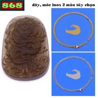 Mặt dây chuyền tượng rồng pha lê nâu ( size lớn - XXL ) kèm vòng cổ dây chuyền inox + móc inox, vòng cổ dây chuyền
