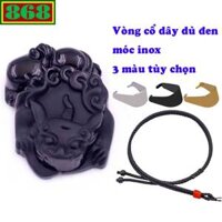Mặt dây chuyền tỳ hưu đá đen size lớn kèm vòng cổ dây dù + móc inox