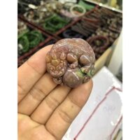 Mặt dây chuyền Tỳ Hưu ôm hạt châu phong thủy đá canxedon