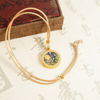 Mặt dây chuyền vàng cát Việt Nam cổ điển siêu nhỏ đính bầu trời đầy sao tưởng tượng Vòng cổ nhãn hiệu Tròn Cá Tính ít người lâu không phai màu Phụ Kiện HZ7O