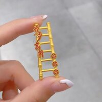 Mặt dây chuyền vàng mạ vàng đồng mới Bước lên Mặt dây chuyền Vòng cổ Đồ trang trí cầu thang bằng tre Quà tặng tân gia 新创铜镀金色吊坠步高升吊坠项链竹楼梯摆件乔迁礼物
