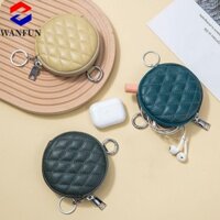 Mặt dây chuyền ví tiền xu tròn RADIANTEDGE, Vòng chìa khóa túi Mini cầm tay bằng da thật, Túi đựng tai nghe Túi đựng tai nghe Móc khóa ô tô có khóa kéo Hộp đựng thẻ Túi đựng ba lô Mặt dây chuyền