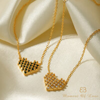 Mặt dây chuyền zircon trắng, vòng cổ zircon xanh, vòng cổ thép không gỉ 18K