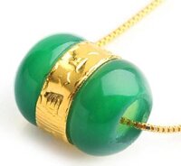 Mặt dây Hạt Ngọc bọc vàng 24K Ancarat - Ngọc bích Xanh lá