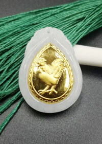 Mặt dây Phỉ thúy dát vàng 24K - 12 Con Giáp - Ancarat  - Tuất Chó