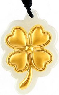 Mặt dây Phỉ thúy dát vàng 24K Cỏ Bốn Lá Ancarat - Đỏ