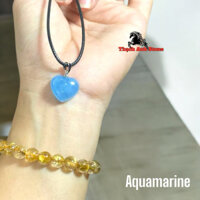 Mặt dây trái tim đá aquamarine