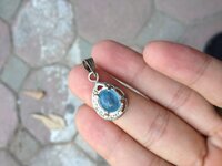 Mặt dây truyền bọc bạc đá Aqua tự nhiên quý hiếm