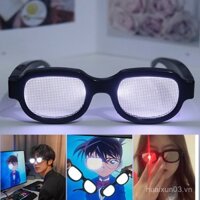 Mặt hàng hot [6975 người đã thu thập] Kính mắt đỏ phát sáng LED kiểu Conan, trang phục cosplay cho bữa tiệc biểu diễn trực tiếp, kính râm công nghệ