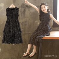 Mặt hàng hot [7366 lần mua lại] Váy cho bé gái mùa hè 2025, váy chiffon mới cho bé gái lớn và bé gái nhỏ, váy công chúa phong cách mùa hè cho bé 12 tuổi