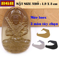 Mặt Hư Không Tạng Bồ Tát pha lê nâu 1.9 x 3cm, 3.2 x 5cm kèm móc dây chuyền inox