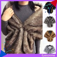 [Mắt] Khăn choàng lông thú nhân tạo mùa thu đông dành cho nữ Màu trơn dày ấm áp Áo khoác mũi chống lạnh Khăn choàng dự tiệc chính thức