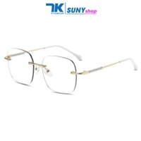 Mắt kính cận có độ sẵn 0 - 4 độ đổi màu nâu, khói tím 7K4344. Gọng chữ nhật không viền màu ghi xám.