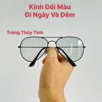 Mắt Kính Đổi Màu Tròng Thuỷ Tinh R3026 Đi Ngày Và Đêm Gọng Phi Công Sang Trọng