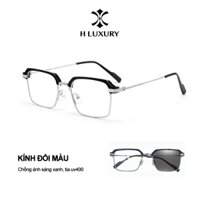 Mắt kính đổi màu V6 cao cấp, chống tia Uv400, chống chói, đi ngày và đêm, gọng hợp kim mạ Crom - Kính Mắt Hluxury