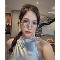 Mắt Kính Mát Nam Nữ Chống Nắng Tròng Kính Không Viền Phong Cách Y2K Gọng Kính Kim Loại Thời Trang -227