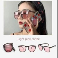 Mắt kính mát thời trang gấp gọn tiện lợi chống tia UV dành cho nam và nữ - Light Pink Coffee