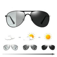 Mắt Kính Nam Phân Cực Polarized Đổi Màu Tròng Kính Chống Tia UV 400 Kính Phi Công Có Hộp Da Đựng Kính