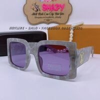 Mắt Kính Nữ Louis Vuitton Vuông Tím Gọng Xám 6093 Cao Cấp