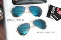 Mắt kính nữ Ray-Ban Aviator Metal Matte Gold Frame Crystal Blue Mirrored Lenses Large Sunglasses