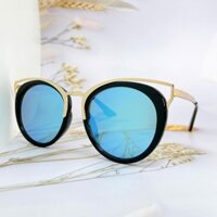 Mắt Kính Thời Trang Nữ - Kính Dior Nữ Tráng Gương Xanh Gọng Kim Loại Cao Cấp 2743