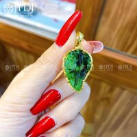 Mặt Lá Ngọc Cẩm Thạch Bọc Vàng