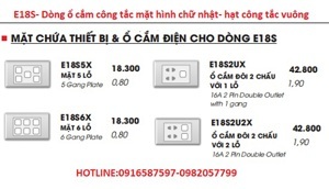 Mặt lỗ vuông viền thẳng mặt 6 lỗ LiOA E18S6X