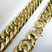 Mát mẻ Khổng Lồ Nặng Nam Thép Không Gỉ 316L 18K Màu Vàng Cuba Dây Chuyền Nam Vòng Cổ Hoặc Vòng Tay 7-30 "13 / 16mm Quà Tặng