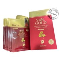 Mặt Nạ 2 Bước Cao Cấp Biocos 24k Gold Perfect Collagen Ampoule Mask (1ml+25ml*10 miếng)