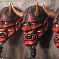 Mặt nạ cao su Prajna Nhật Bản BLAZESKY, Mặt ma sừng có dây Prajna Head Cover, Cosplay Prop Mặt nạ Minotaur màu đỏ và đen mềm Trang phục hóa trang