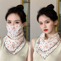Mặt nạ chống nắng nữ mùa hè Mặt nạ che mặt Full Face Mask Cover Face Thin Style Silk Scarf Mặt nạ che nắng Bảo vệ cổ Bảo vệ cổ Tai treo
