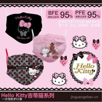 Mặt nạ dùng một lần chống bụi cho bé gái in hình dễ thương, màu sắc tươi sáng, hình Hello Kitty và ngôi sao đôi, ba lớp, vẻ ngoài cao cấp