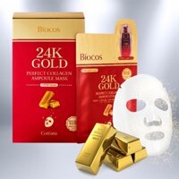 Mặt Nạ Giấy Tinh Chất Vàng 2IN1 - COREANA BIOCOS 24K GOLD PERFECT COLLAGEN AMPOULE MASK (1 hộp/ 10 miếng)