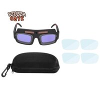 Mặt nạ hàn làm tối tự động chạy bằng năng lượng mặt trời Kính hàn Kính ống kính chống sốc hồ quang có hộp đựng