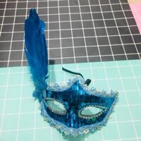 Mặt nạ hoá trang kim sa đính hoa lông vũ nhiều màu - MẪU 4