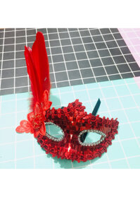 Mặt nạ hoá trang kim sa đính hoa lông vũ nhiều màu - MẪU 3