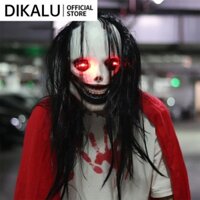 Mặt nạ kinh dị mặt ma Halloween Mặt nạ kinh dị mặt đáng sợ Mặt nạ phát sáng đẫm máu có đầu beautysecret1