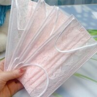 Mặt nạ lưới dùng một lần một lớp lưới 2 lớp vải mỏng nhẹ và thoáng khí ren màu cam nhạt đáng yêu giá trị cao