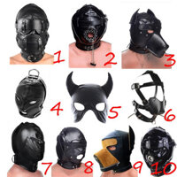 Mặt nạ mũ trùm đầu có đệm da, tựa đầu có mái che, mặt nạ thắt lưng an toàn, BDSM Gimp, mũ đội đầu ngộ nghĩnh