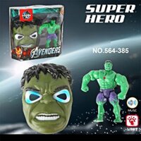 Mặt nạ người xanh phát nhạc có đèn (kèm pin), Do choi mat na sieu anh hung avenger dung pin cp den va nhac, mặt nạ hulk