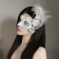 Mặt nạ nửa mặt lông vũ Halloween Mặt nạ nữ hóa trang Mặt nạ dự tiệc dành cho người lớn Trẻ em che phủ Đạo cụ sống cổ