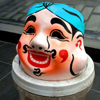 Mặt nạ ông địa quấn khăn nhiều màu bằng giấy bồi (5 -15 tuổi) - Đồ chơi trung thu