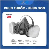 Mặt nạ phòng độc 3M 6100/ 6200 với phin lọc 6001 kết hợp tấm lọc bụi 5N11 cùng nắp giữ 501 phun thuốc sâu, phun sơn