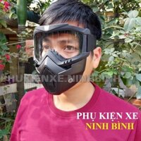 Mặt Nạ Phượt Kèm Kính Mặt Nạ Beon Đeo Mũ Nón Bảo Hiểm 3/4 Khuôn Mặt, Chống Bụi, Đẹp Thời Trang