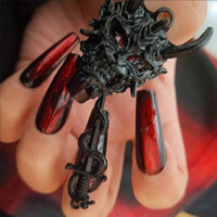 Mặt nạ quỷ thủ công Châu Âu Mỹ Dark Gothic Làm móng tay Miếng dán Shibuya Hot Girl Encore Red Wear Nails