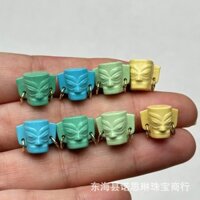 Mặt nạ Sanxingdui bằng sứ cao cấp, ngọc lam, mặt sau đám mây, phụ kiện thời trang DIY, vòng tay hạt Phật, trang sức
