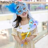 Mặt nạ trẻ em Prom Công chúa Elsa Cô gái Vương miện Veil Trung thu Lễ hội Đảng Trang điểm Mặt nạ nửa mặt