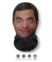 Mặt nạ trùm đầu và mặt (mặt nạ trùm đầu) - màu đen có in hình khuôn mặt Mr. Bean nhiều màu sắc