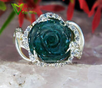 Mặt nhẫn đá hoa mẫu đơn thạch anh rêu xanh